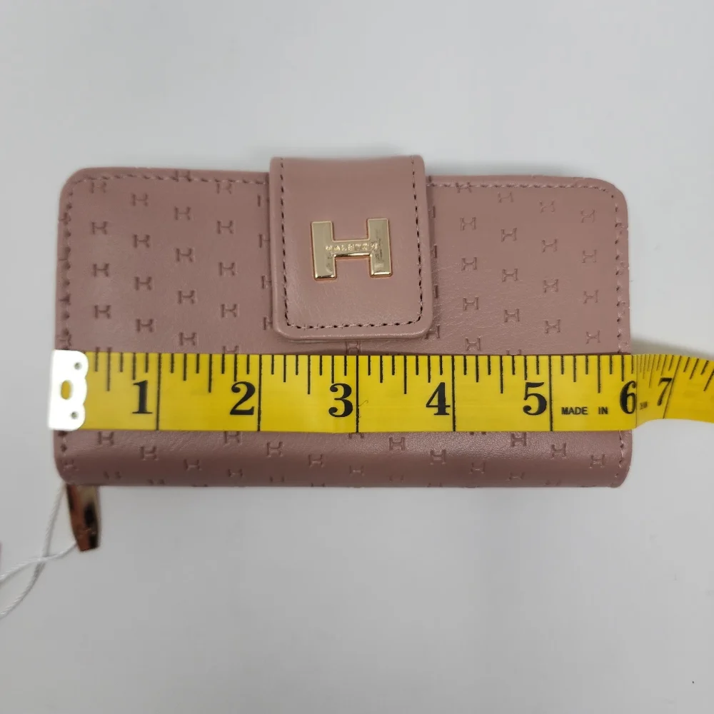 Halston Rose Gold Logo Zip Around and Button Wallet